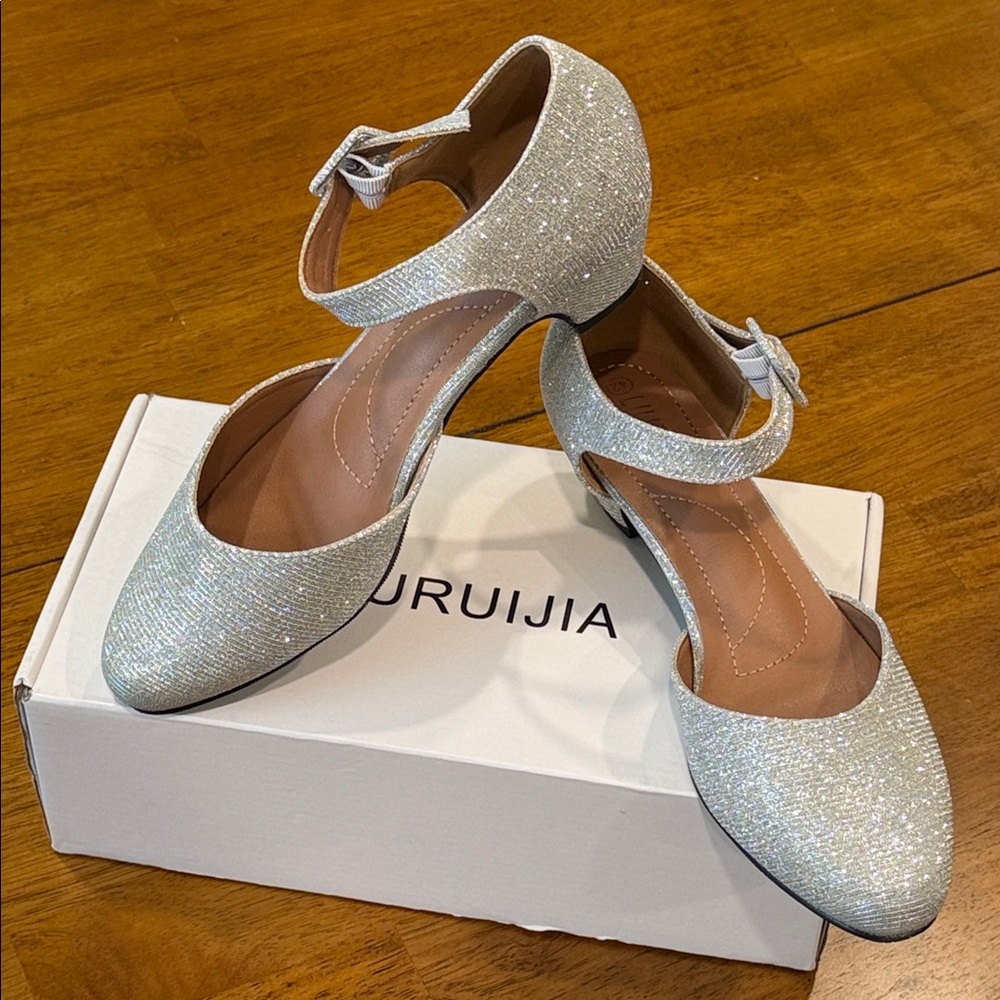 Elegant Silver Glitter Heels by